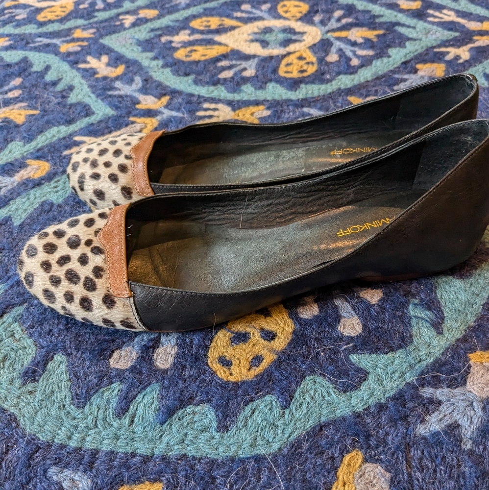 Rebecca Minkoff Leather Ballet Flats Animal Print Toes